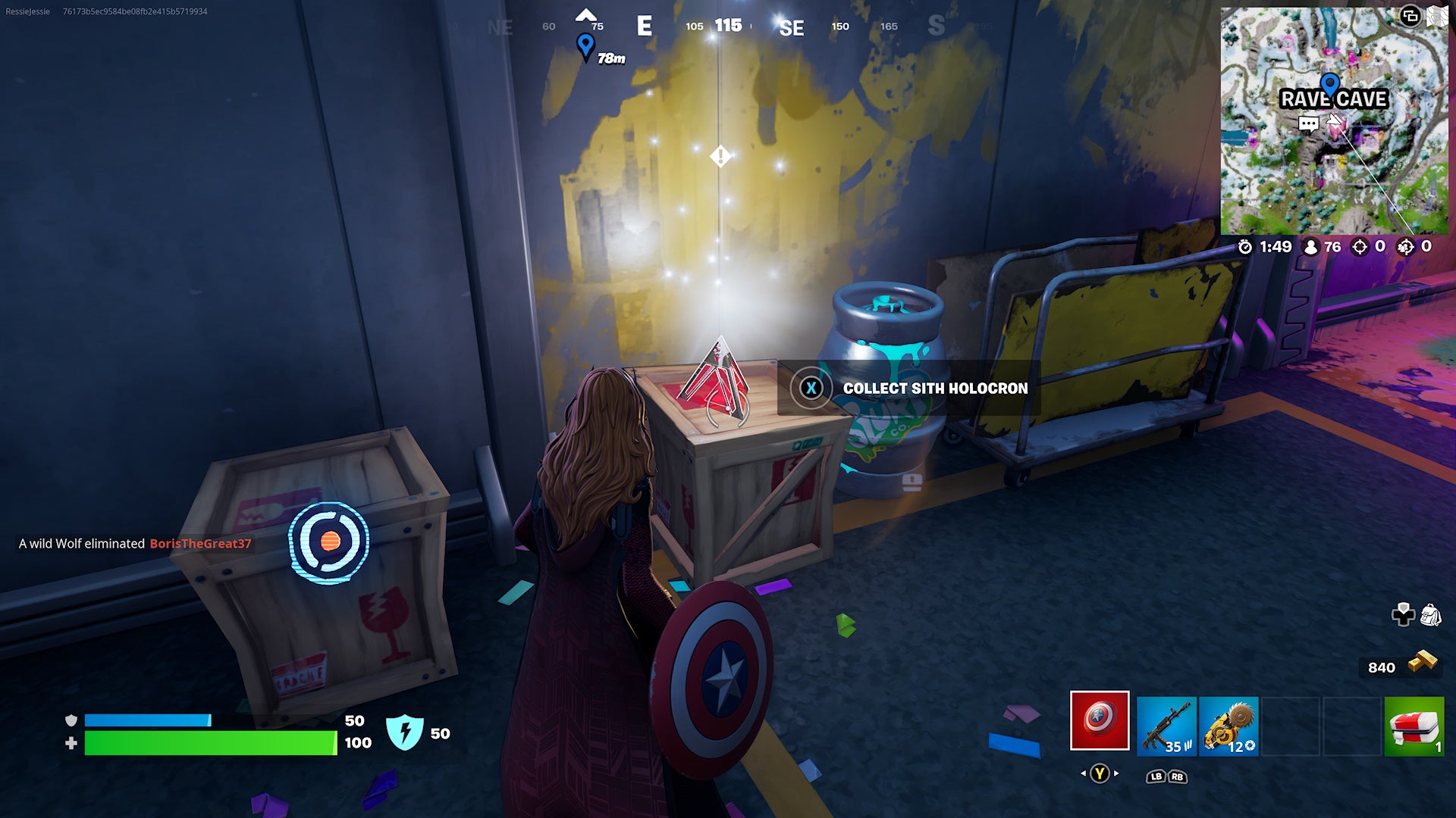 Fortnite Sith Holocron in Rave Cave location and how to pry open